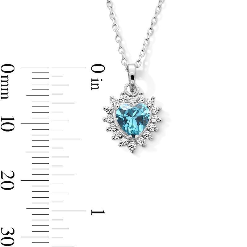 Main Image 2 of Sterling Silver CZ Birthstone Heart Pendant - 18"