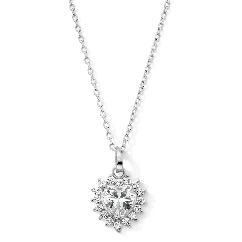 Main Image 1 of Sterling Silver CZ Birthstone Heart Pendant - 18"