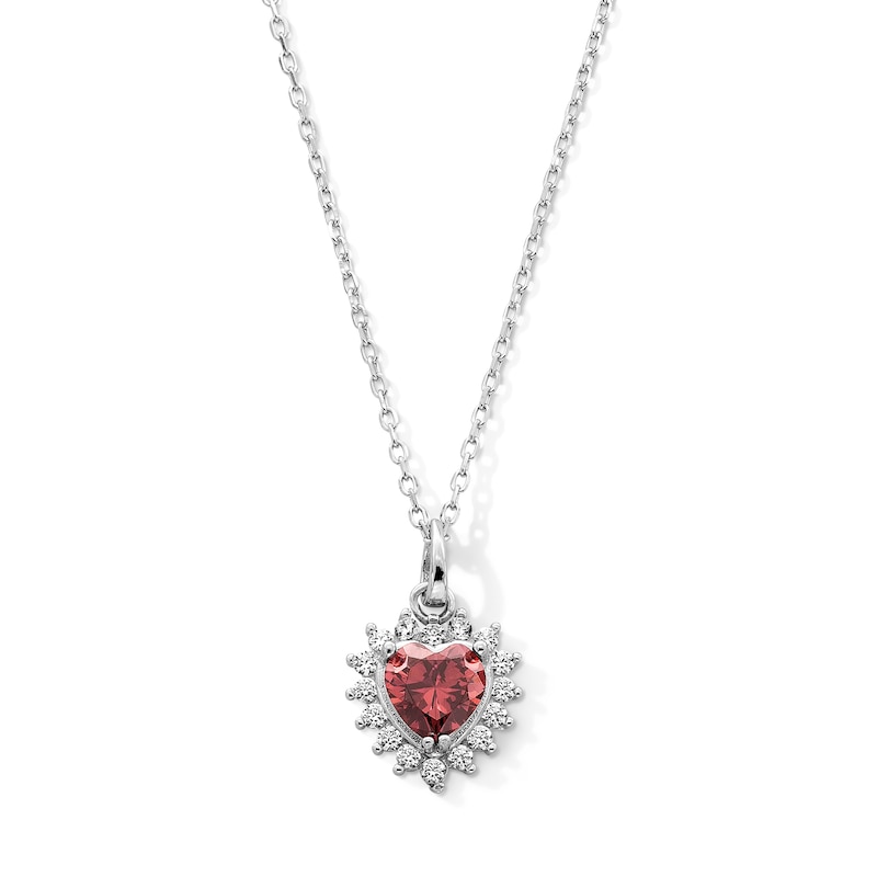 Main Image 1 of Sterling Silver CZ Birthstone Heart Pendant - 18&quot;