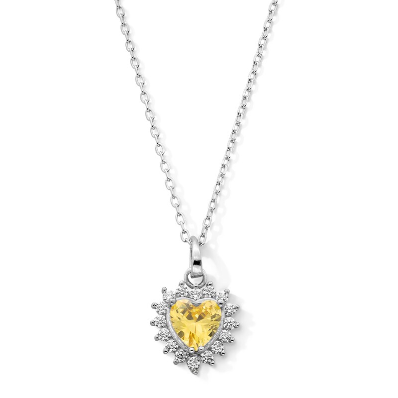 Main Image 1 of Sterling Silver CZ Birthstone Heart Pendant - 18"