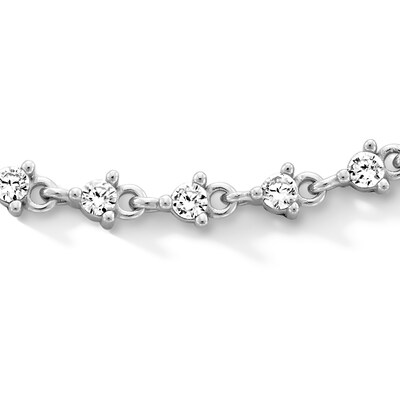 Sterling Silver CZ Wheat Chain Anklet - 9" + 1"