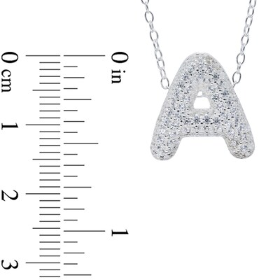 Sterling Silver CZ Bubble Initial Rolo Necklace - 18"