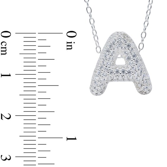 Sterling Silver CZ Bubble Initial Rolo Necklace - 18"