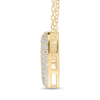14K Gold Plated CZ Bubble Initial Necklace - 18"