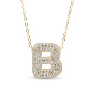 14K Gold Plated CZ Bubble Initial Necklace - 18"
