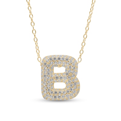 14K Gold Plated CZ Bubble Initial Necklace - 18"
