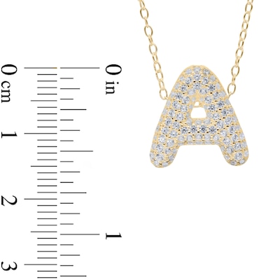 14K Gold Plated CZ Bubble Initial Necklace - 18"