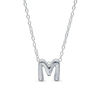 Sterling Silver Bubble Initial Rolo Necklace - 18"