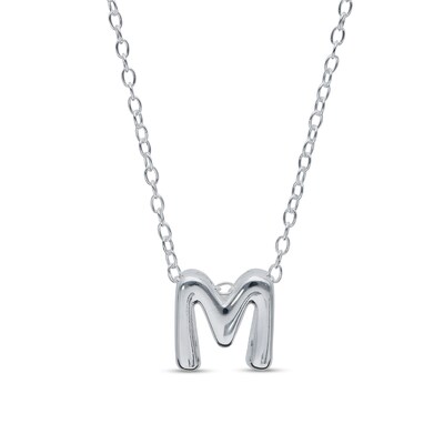 Sterling Silver Bubble Initial Rolo Necklace - 18"