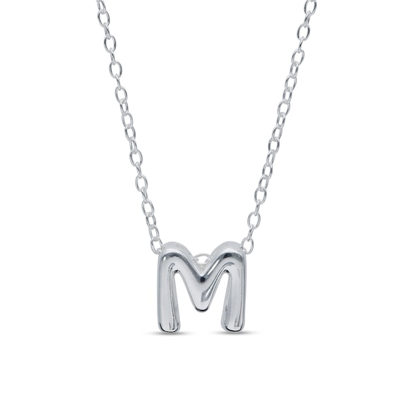 Sterling Silver Bubble Initial Rolo Necklace - 18"