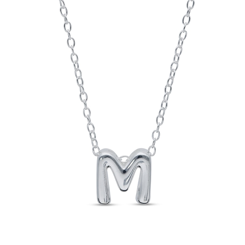 Sterling Silver Bubble Initial Rolo Necklace - 18"