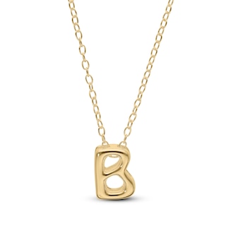 14K Gold Plated Bubble Initial Rolo Necklace - 18"