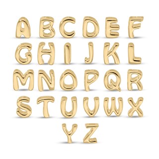 14K Gold Plated Bubble Initial Rolo Necklace - 18"