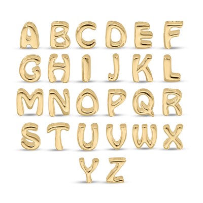 14K Gold Plated Bubble Initial Rolo Necklace - 18"