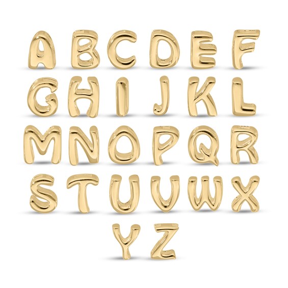 14K Gold Plated Bubble Initial Rolo Necklace - 18"