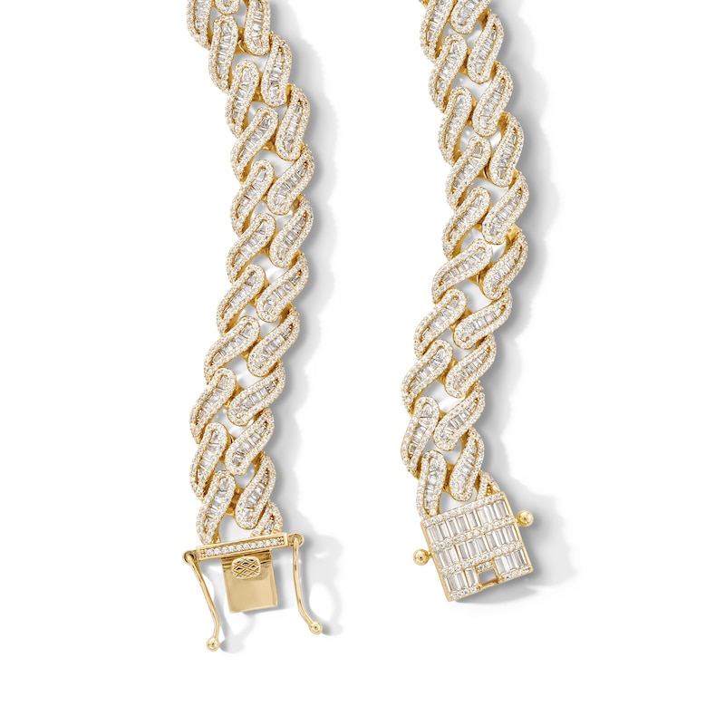 Main Image 2 of 14K Gold Plated CZ Baguette Cuban Chain Necklace - 22&quot;