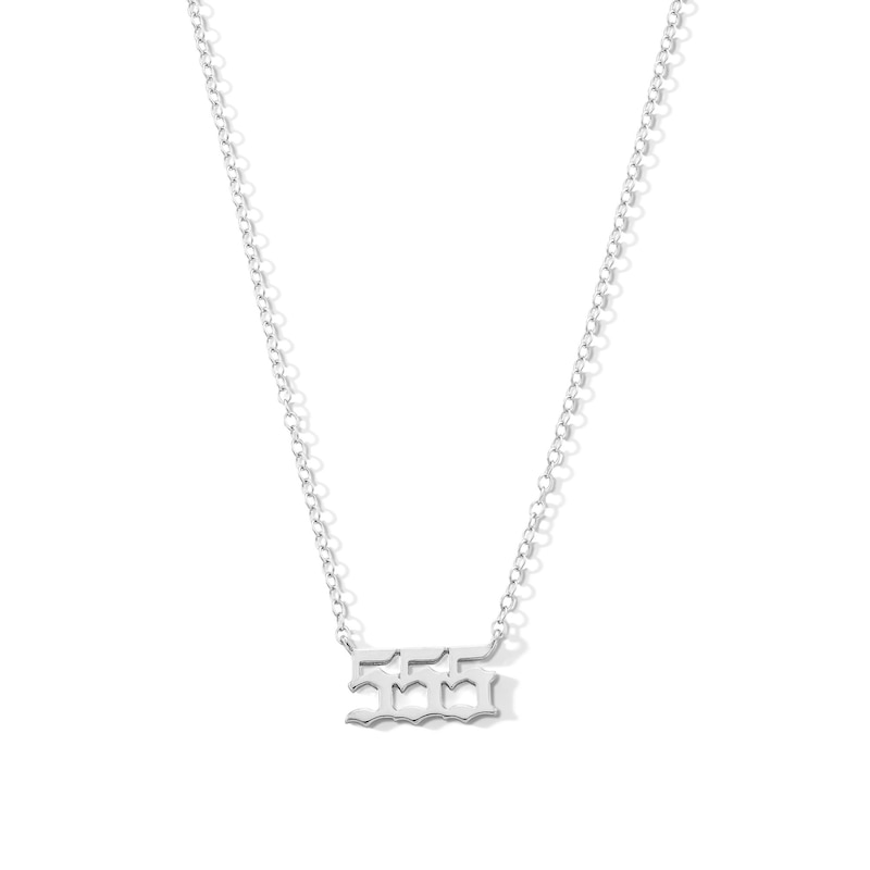 Main Image 1 of Sterling Silver Angel Number Pendant - 16" + 2"