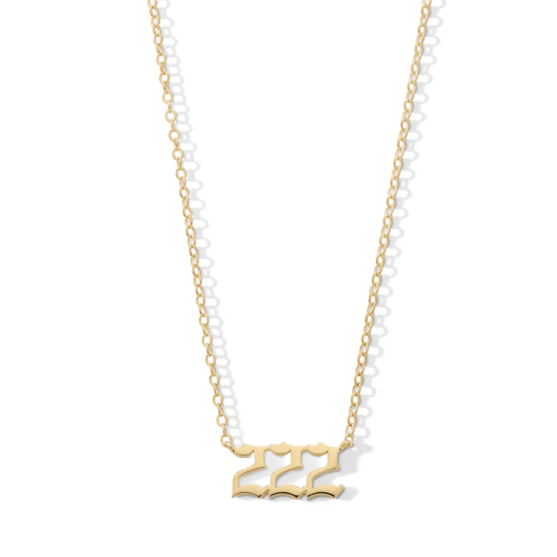 Main Image 1 of 18K Gold Plated Angel Number Pendant - 16" + 2"