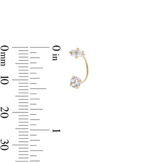 10K Gold CZ Baguette and Round Telephone Studs