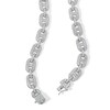 Thumbnail Image 3 of Sterling Silver CZ Round and Baguette Link Necklace - 22&quot;