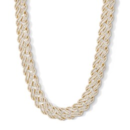 14K Gold Plated CZ Baguette Cuban Chain Necklace - 24&quot;