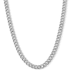 Sterling Silver CZ Curb Chain Necklace - 22&quot;