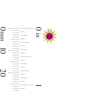 10K Gold Lab-Created Ruby Birthstone Sun Studs