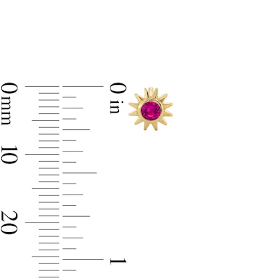 10K Gold Lab-Created Ruby Birthstone Sun Studs