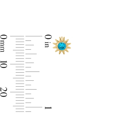 10K Gold CZ Birthstone Sun Studs