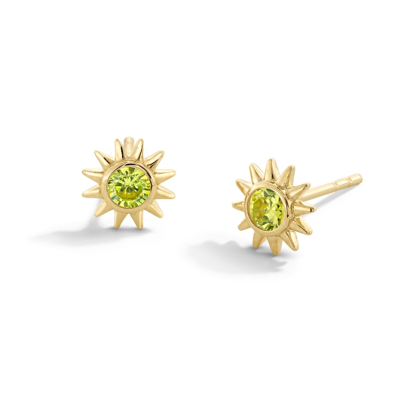Main Image 1 of 10K Gold CZ Birthstone Sun Studs