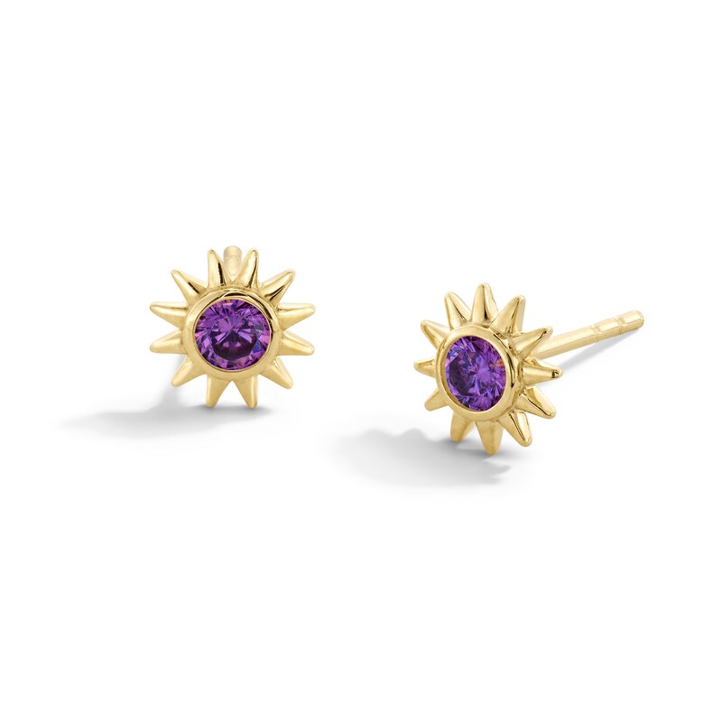 Main Image 1 of 10K Gold CZ Birthstone Sun Studs