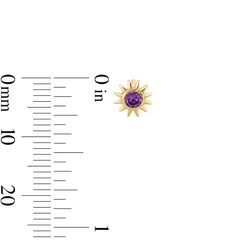 Main Image 3 of 10K Gold CZ Birthstone Sun Studs