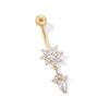 Thumbnail Image 1 of 10K Gold CZ Flower Dangle Belly Ring - 14G 9/16"