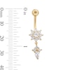 Thumbnail Image 2 of 10K Gold CZ Flower Dangle Belly Ring - 14G 9/16"
