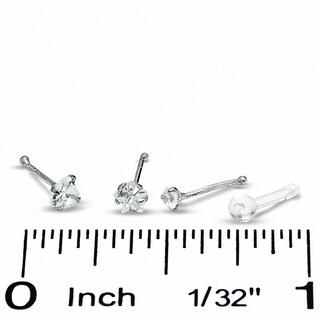 Stainless Steel CZ Nose Stud Set - 18G