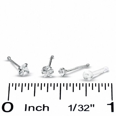 Stainless Steel CZ Nose Stud Set - 18G