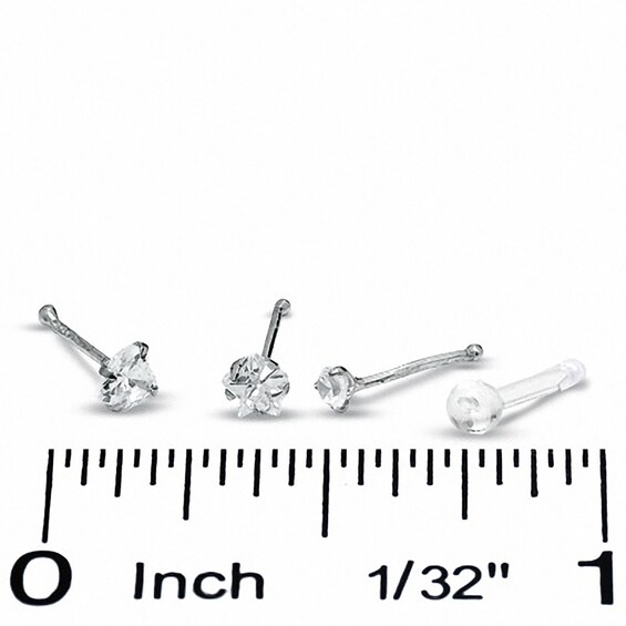 Stainless Steel CZ Nose Stud Set - 18G