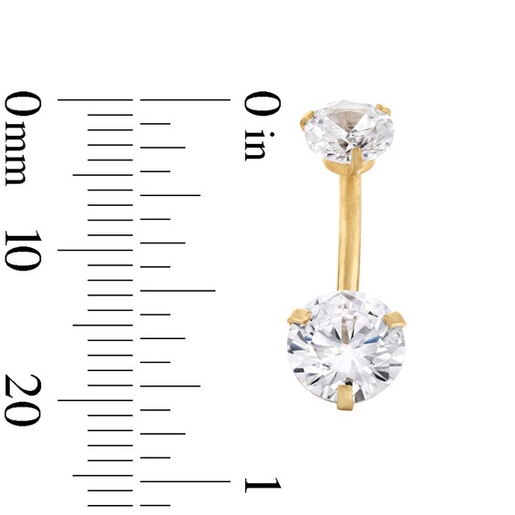 Yellow Ion Plated CZ Two-Piece Belly Button Ring Set - 14G
