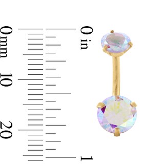 Yellow Ion Plated CZ Two-Piece Belly Button Ring Set - 14G