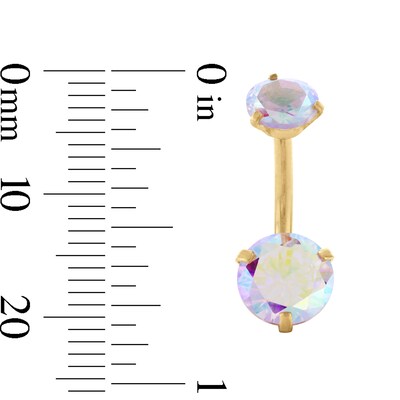 Yellow Ion Plated CZ Two-Piece Belly Button Ring Set - 14G
