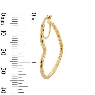 10K Gold Diamond Cut Heart Hoops