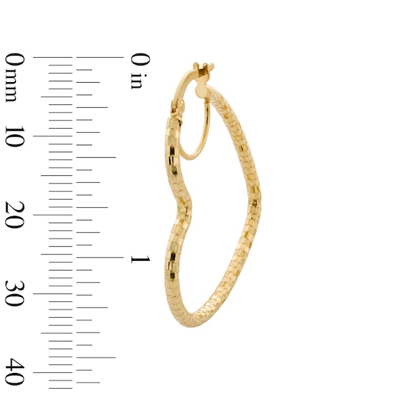 10K Gold Diamond Cut Heart Hoops
