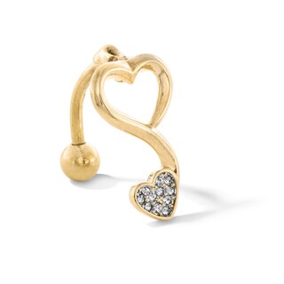 Yellow Ion Plated Simulated Crystal Open Heart Topdown Belly Ring - 14G 1/2"