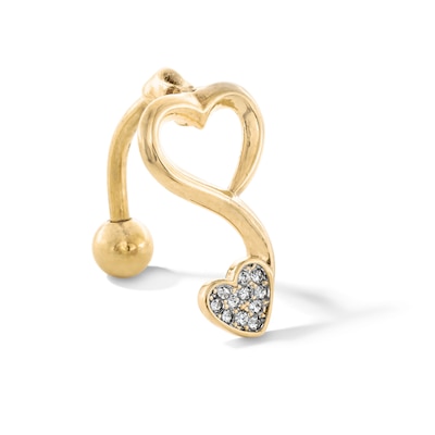 Yellow Ion Plated Simulated Crystal Open Heart Topdown Belly Ring - 14G 1/2"