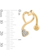 Thumbnail Image 2 of Yellow Ion Plated Simulated Crystal Open Heart Topdown Belly Ring - 14G 1/2"
