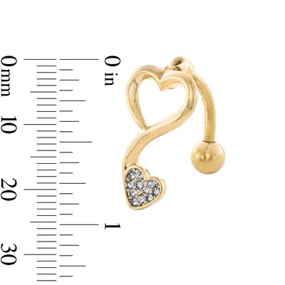 Yellow Ion Plated Simulated Crystal Open Heart Topdown Belly Ring - 14G 1/2"