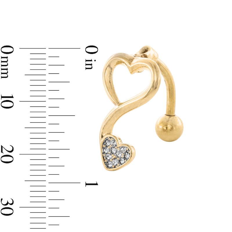 Main Image 2 of Yellow Ion Plated Simulated Crystal Open Heart Topdown Belly Ring - 14G 1/2"