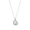 Thumbnail Image 1 of Sterling Silver Created Sapphire and CZ Halo Birthstone Pendant - 16&quot; + 2&quot;