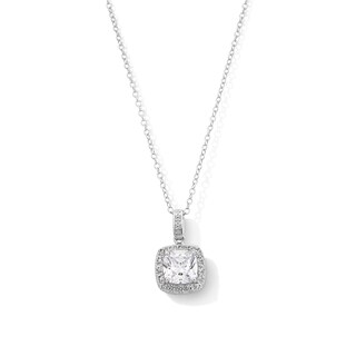 Sterling Silver Created Sapphire and CZ Halo Birthstone Pendant