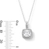 Thumbnail Image 3 of Sterling Silver Created Sapphire and CZ Halo Birthstone Pendant - 16&quot; + 2&quot;